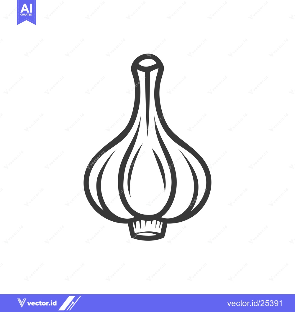 Premium Vector of Black and White Line Drawing of a Garlic Bulb