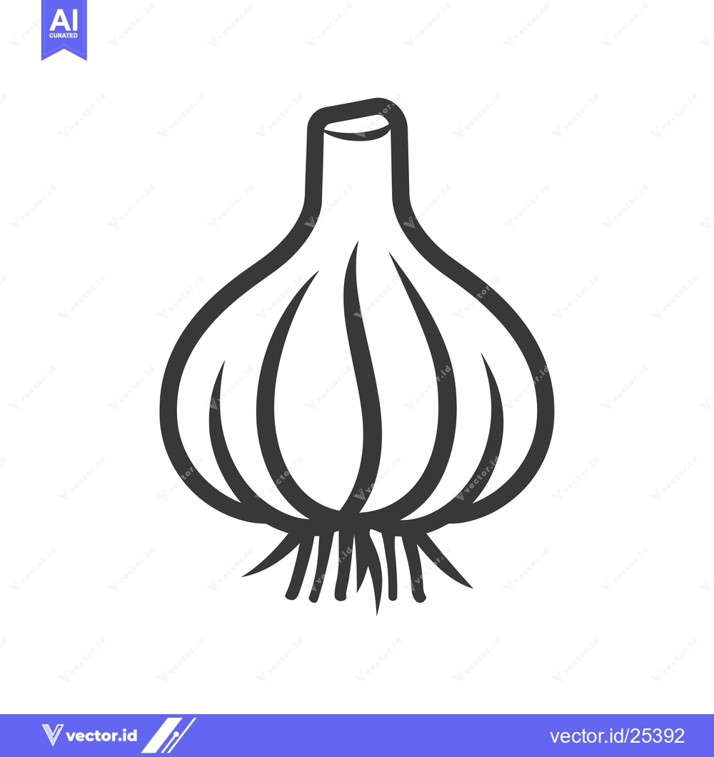 Premium Vector of Black and White Line Drawing of a Garlic Bulb