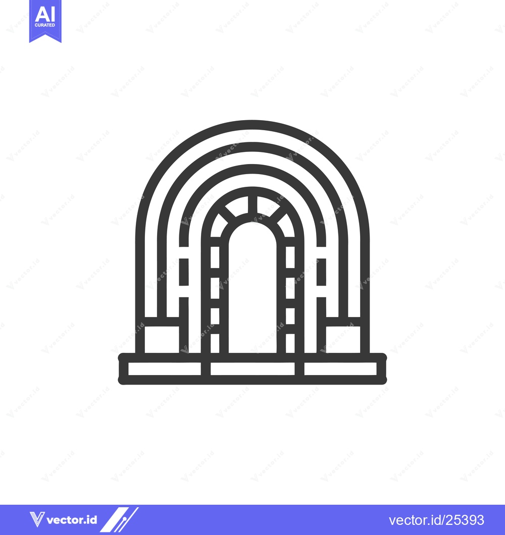 Premium Vector of Black and White Line Drawing of a Gateway with an Arch