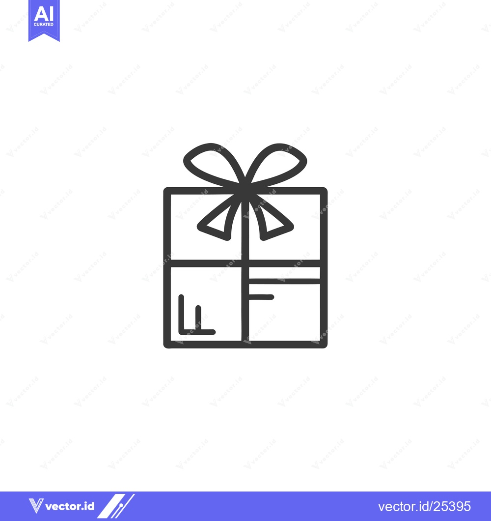 Premium Vector of Black and white line drawing of a gift box with a bow