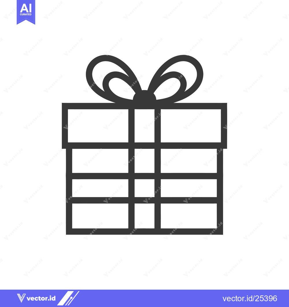 Premium Vector of Black and white line drawing of a gift box with a bow