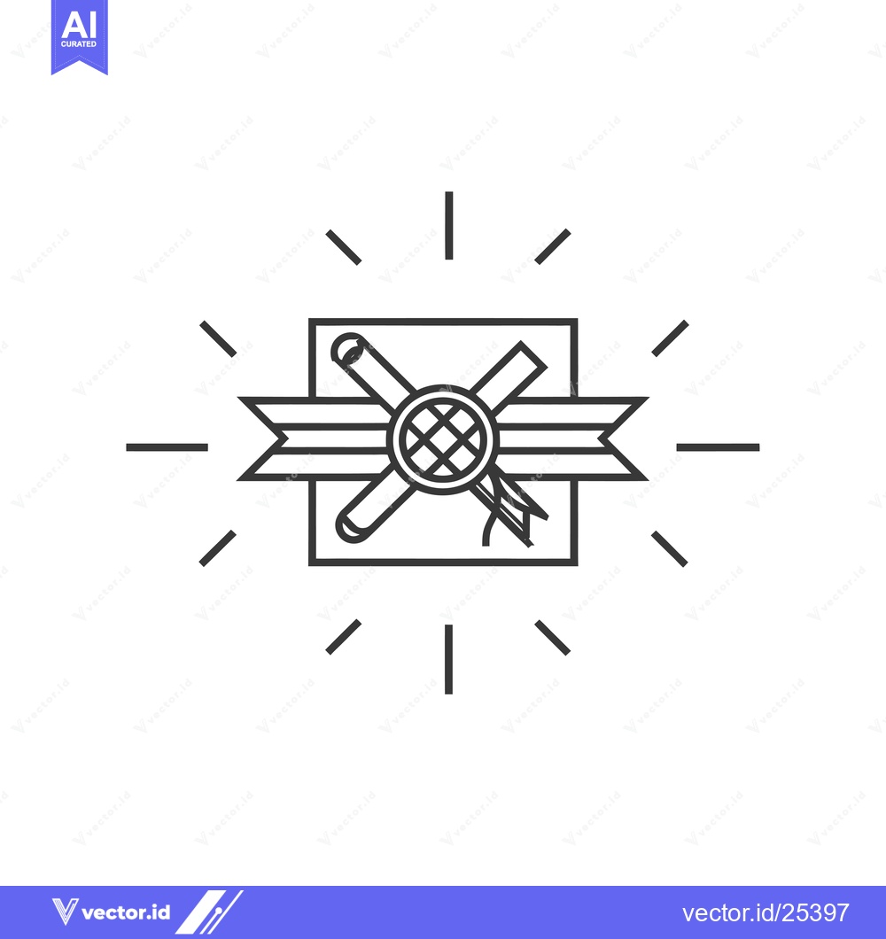 Premium Vector dari Black and White Line Drawing of a Gift Box with a Ribbon and a Net