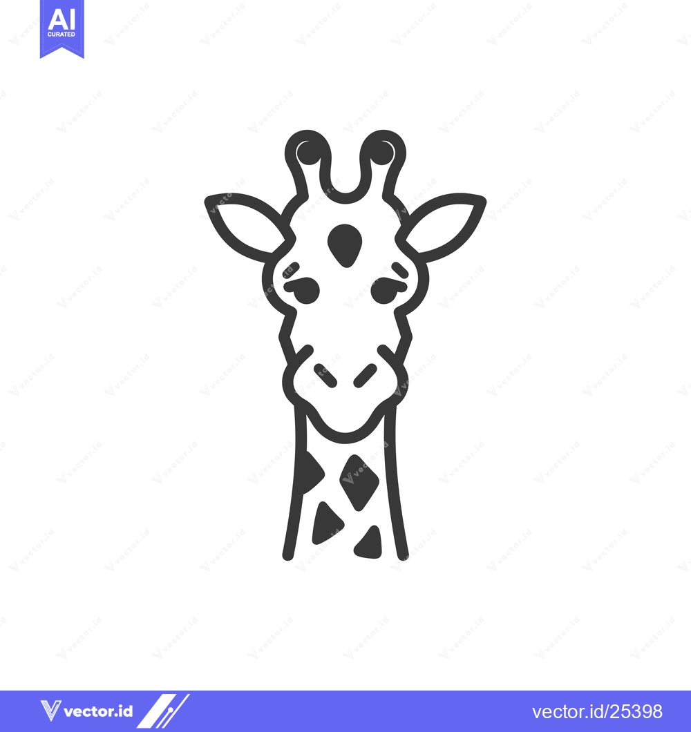 Premium Vector of Black and White Line Drawing of a Giraffe's Head