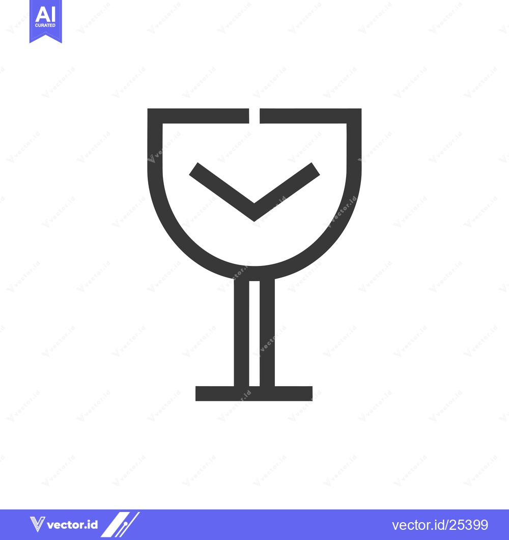 Premium Vector of Black and White Line Drawing of a Glass with a Checkmark Inside