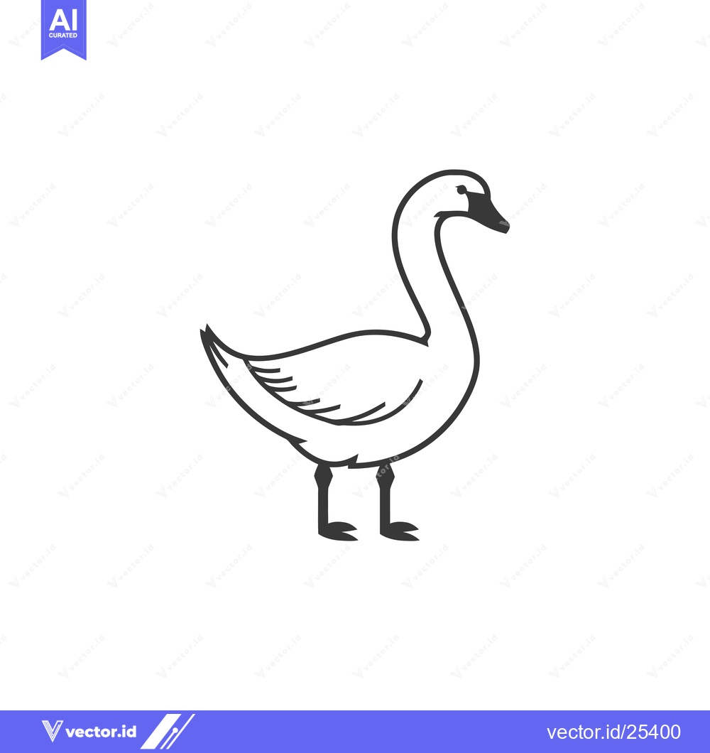 Premium Vector of Black and white line drawing of a goose standing on two legs