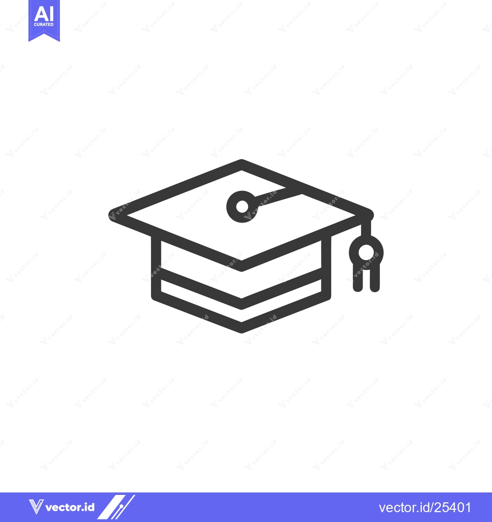 Premium Vector dari Black and White Line Drawing of a Graduation Cap