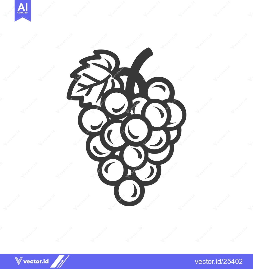 Premium Vector of Black and White Line Drawing of a Grape Bunch