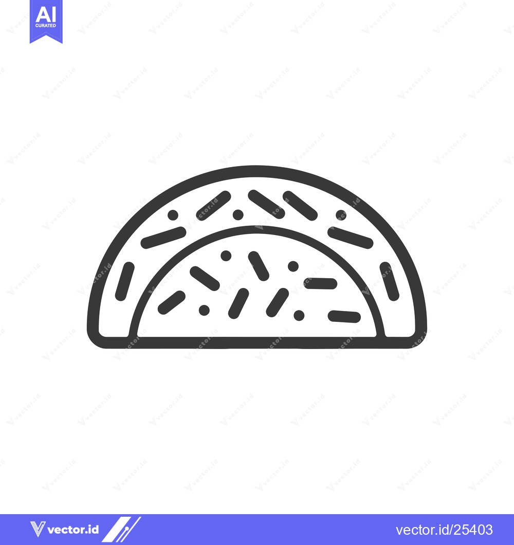 Premium Vector dari Black and White Line Drawing of a Half Donut with Sprinkles