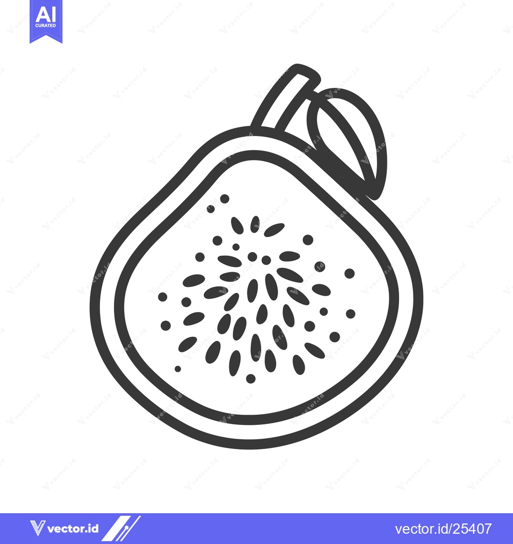 Premium Vector dari Black and white line drawing of a halved fig with seeds