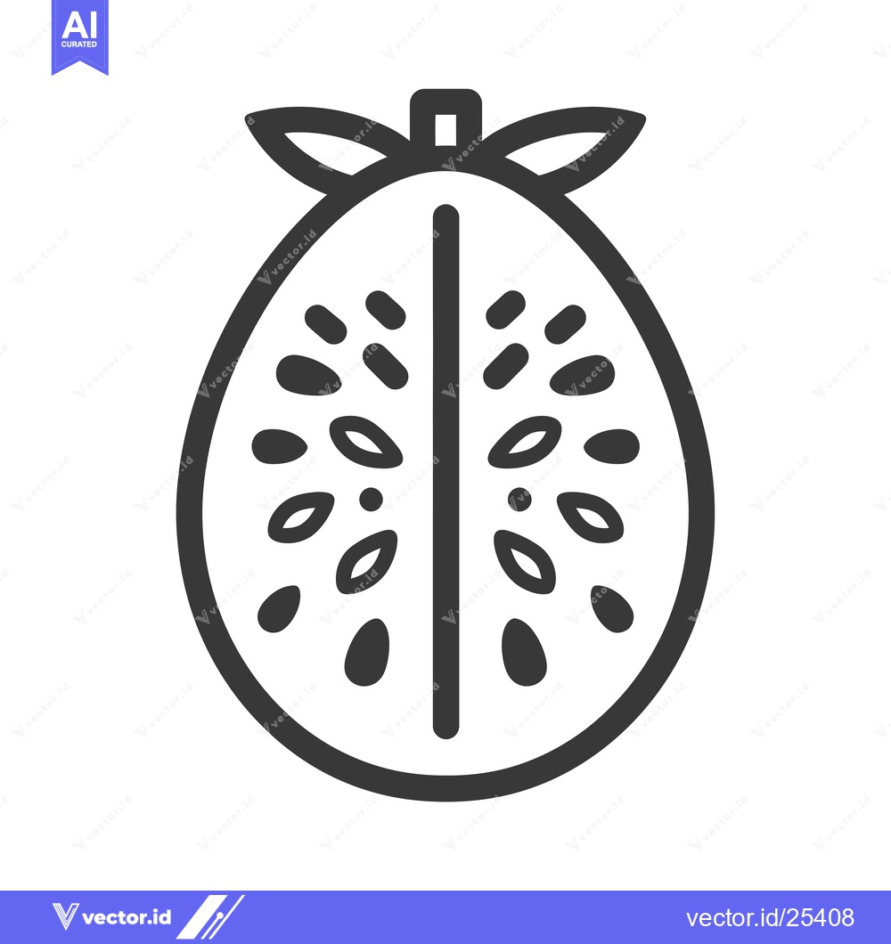 Premium Vector dari Black and white line drawing of a halved passion fruit