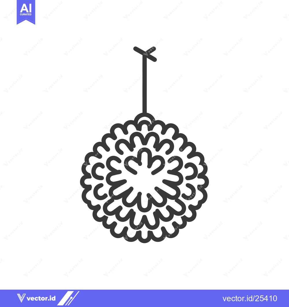 Premium Vector dari Black and White Line Drawing of a Hanging Pom Pom