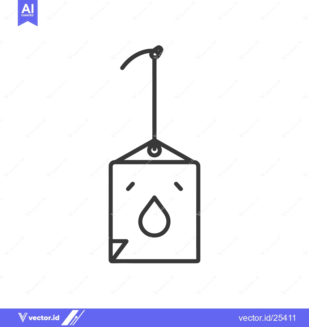 Premium Vector dari Black and White Line Drawing of a Hanging Tag with a Water Drop Icon