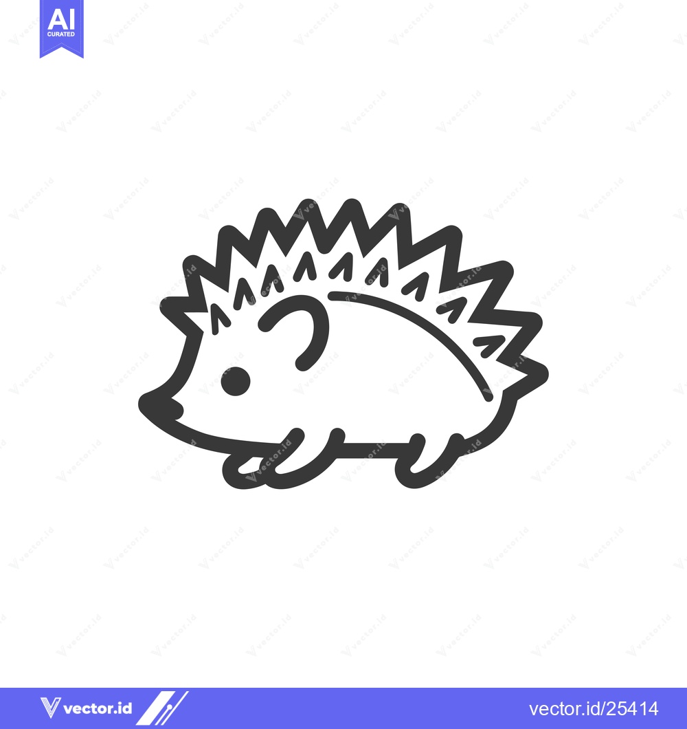 Premium Vector dari Black and White Line Drawing of a Hedgehog