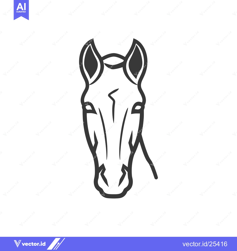 Premium Vector of Black and White Line Drawing of a Horse's Head