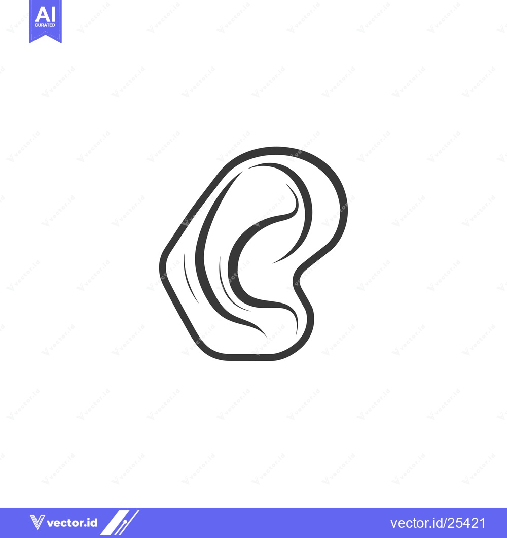 Premium Vector dari Black and White Line Drawing of a Human Ear
