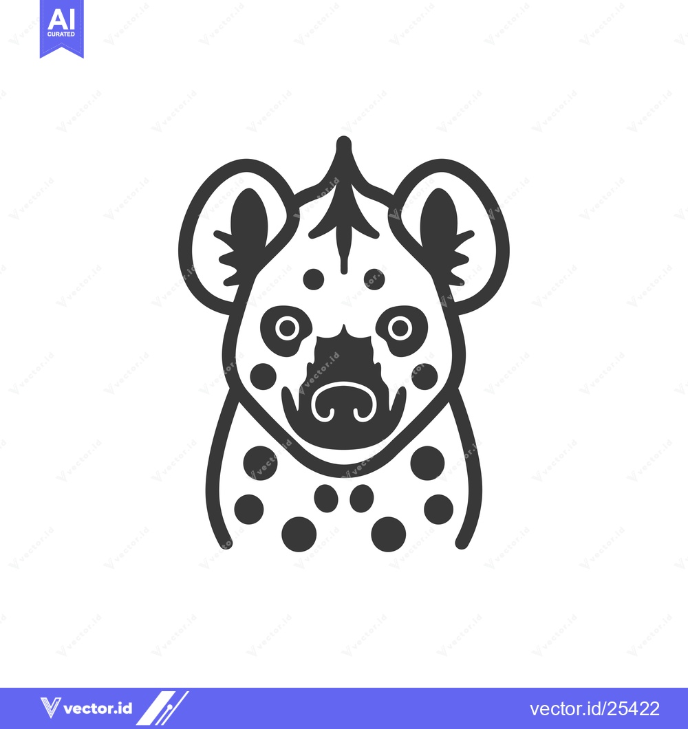 Premium Vector of Black and White Line Drawing of a Hyena's Head