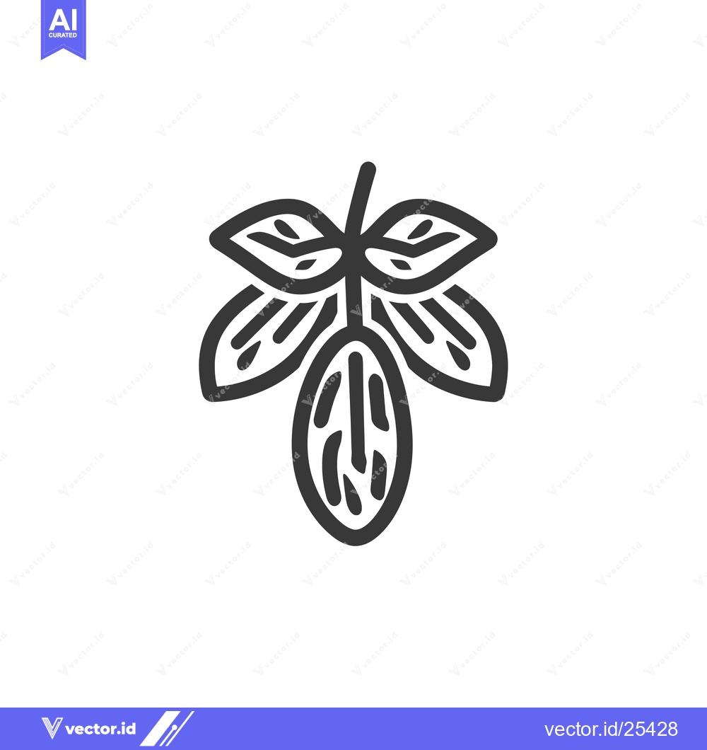 Premium Vector dari Black and White Line Drawing of a Leaf with a Seed Pod