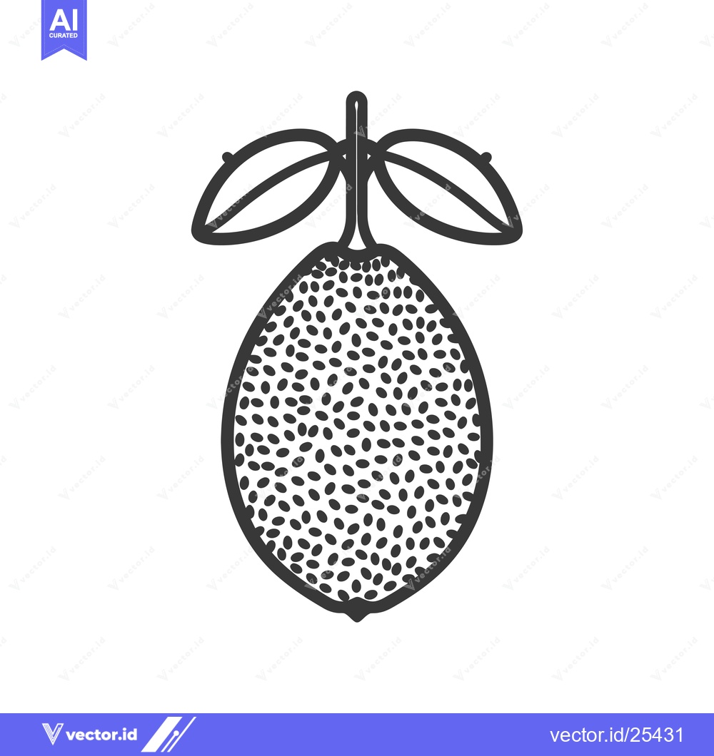 Premium Vector of Black and white line drawing of a lemon with leaves