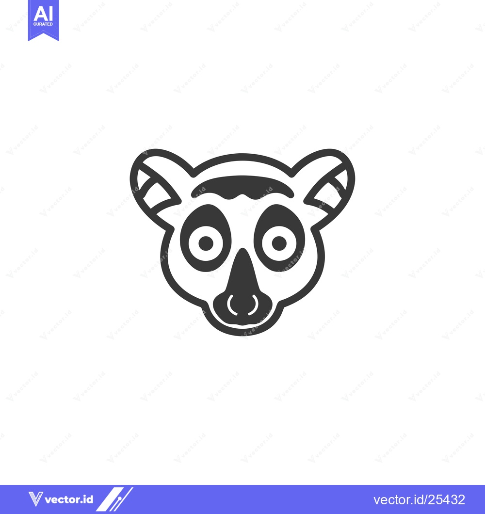 Premium Vector of Black and White Line Drawing of a Lemur's Face