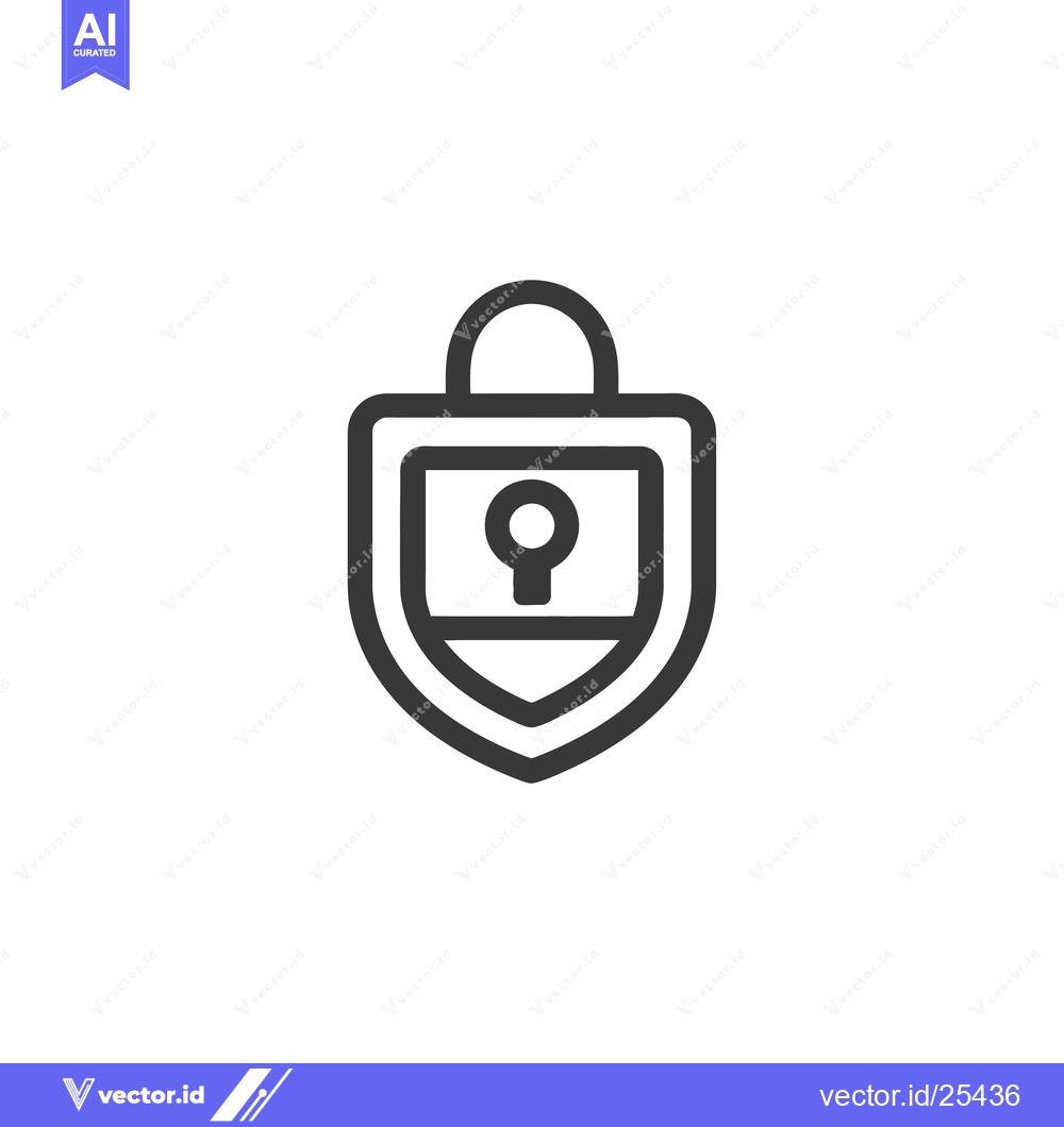 Premium Vector dari Black and White Line Drawing of a Lock Inside a Shield