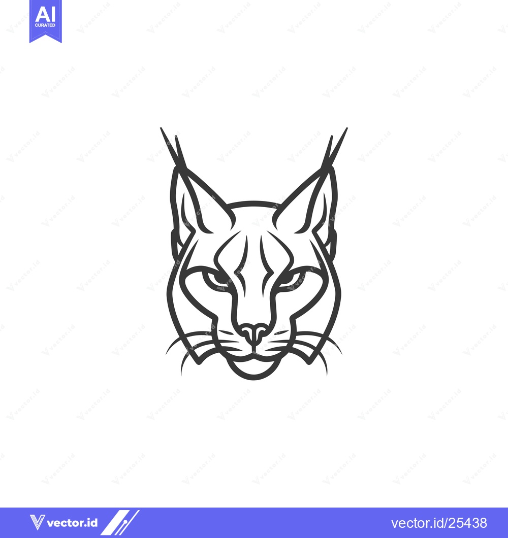 Premium Vector dari Black and White Line Drawing of a Lynx's Head