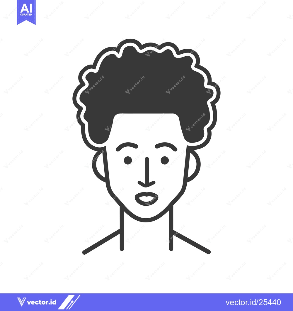Premium Vector of Black and White Line Drawing of a Man with an Afro