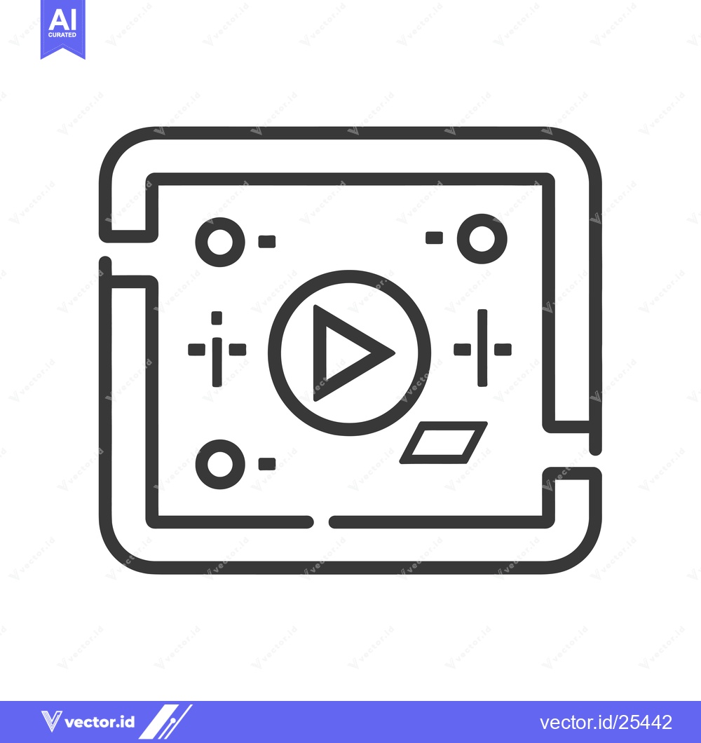 Premium Vector of Black and White Line Drawing of a Media Player