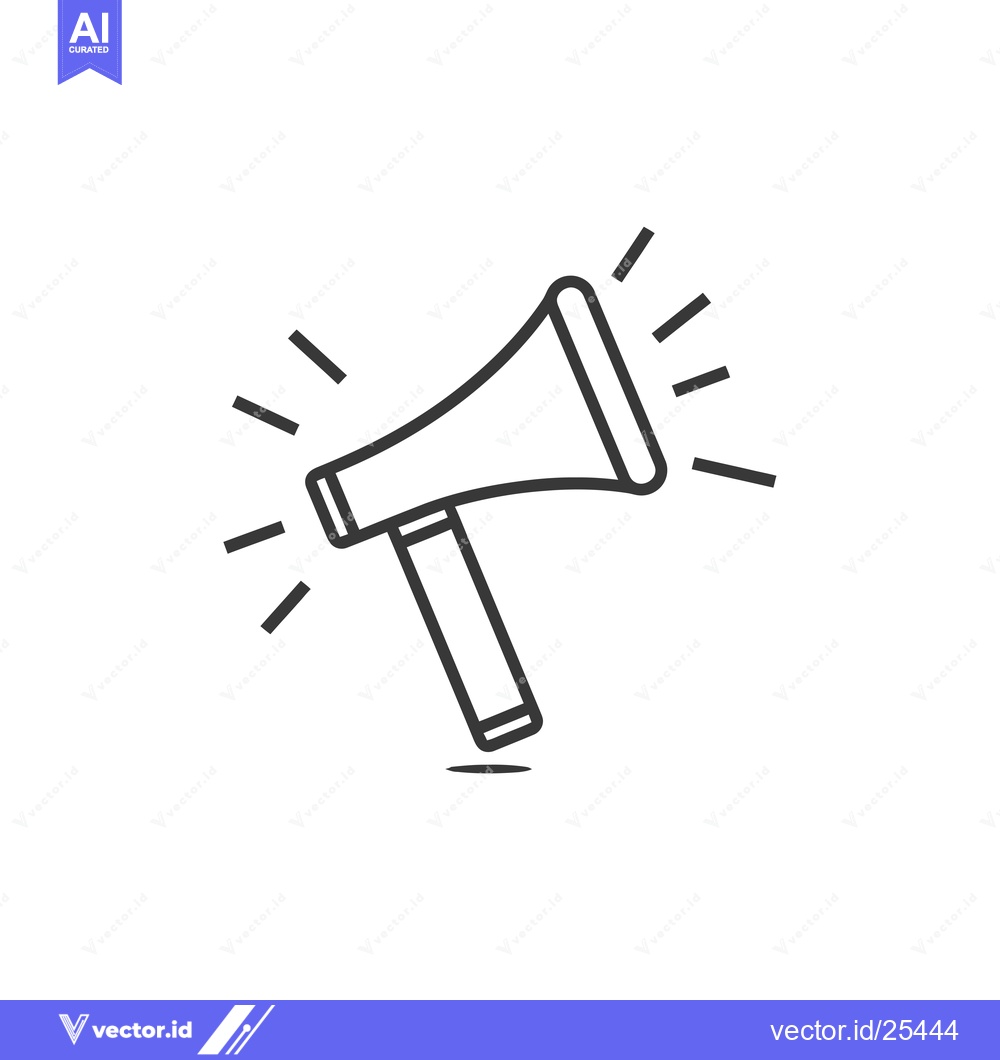 Premium Vector of Black and White Line Drawing of a Megaphone with Radiating Lines