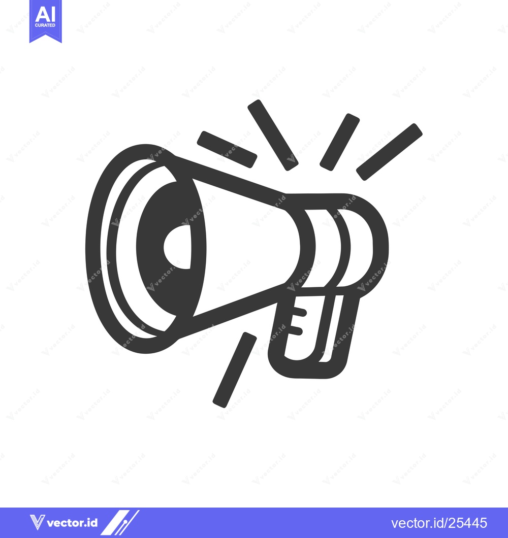 Premium Vector dari Black and white line drawing of a megaphone with radiating lines