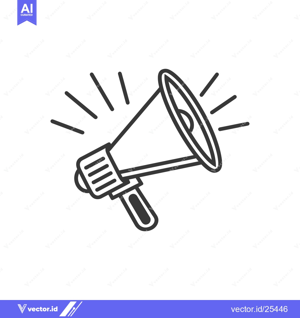 Premium Vector dari Black and White Line Drawing of a Megaphone with Sound Waves