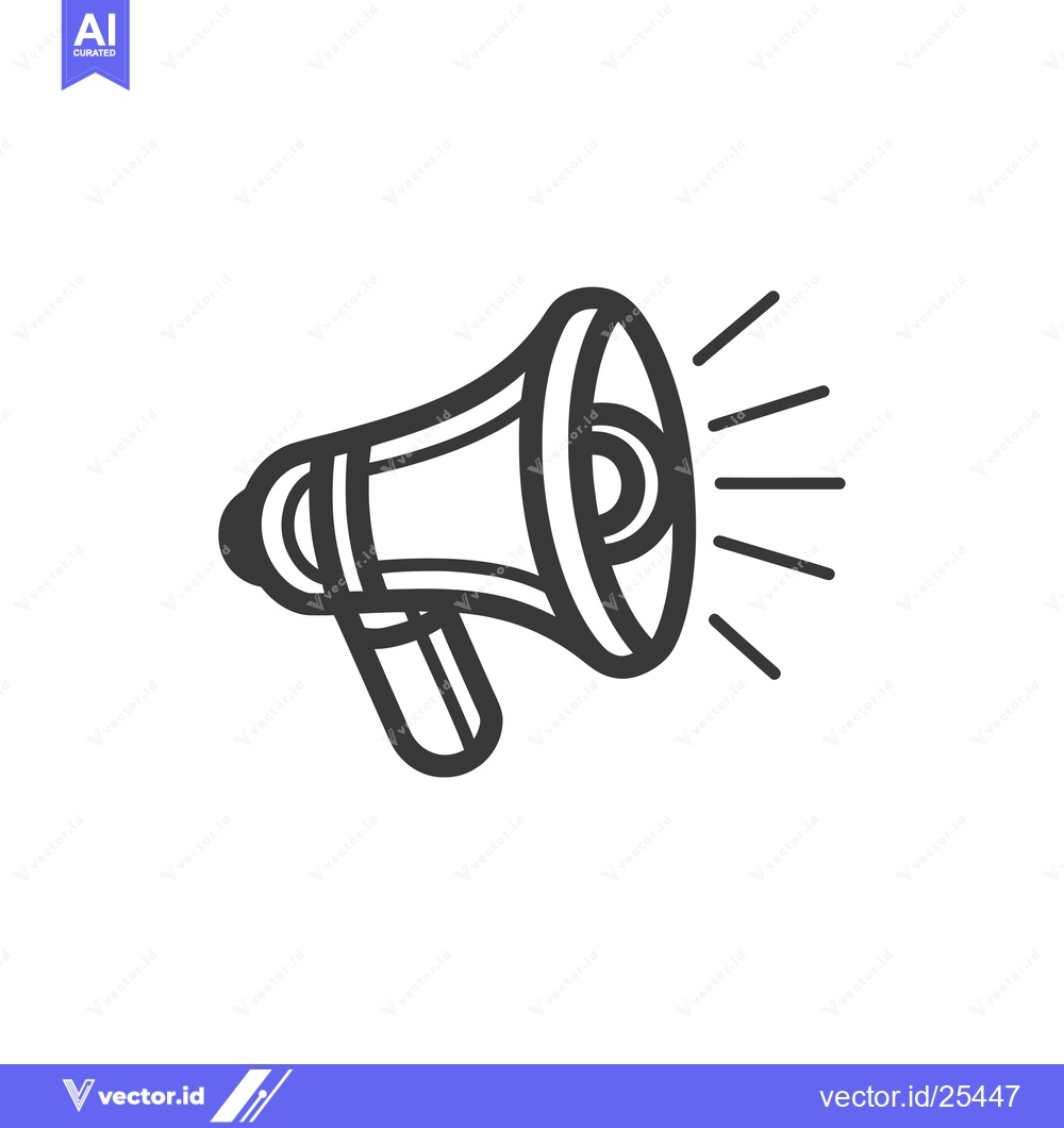 Premium Vector dari Black and White Line Drawing of a Megaphone with Sound Waves