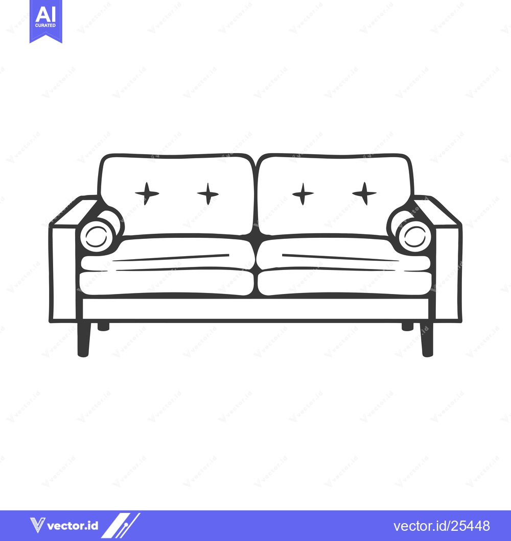 Premium Vector dari Black and White Line Drawing of a Modern Sofa