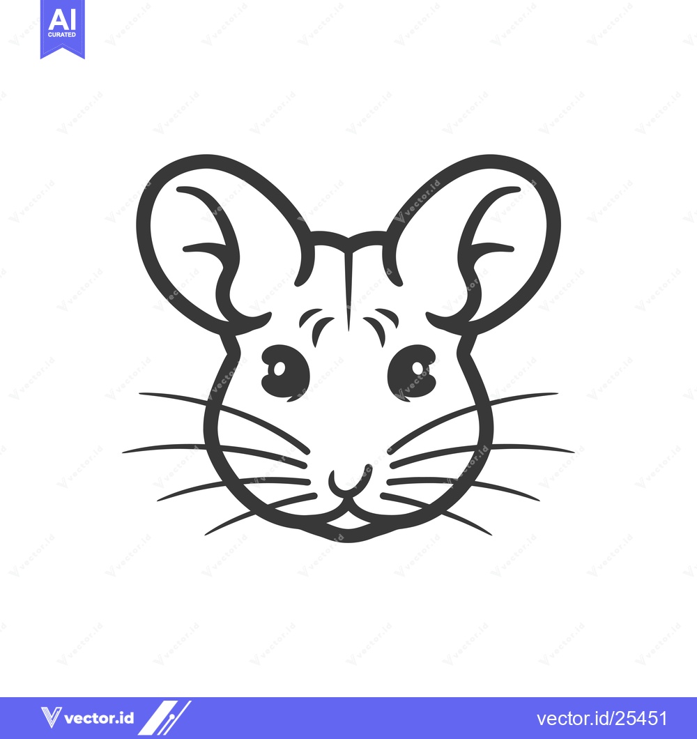 Premium Vector of Black and White Line Drawing of a Mouse Face