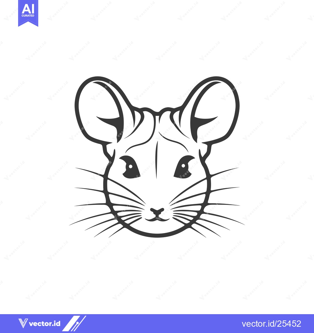 Premium Vector dari Black and White Line Drawing of a Mouse's Face