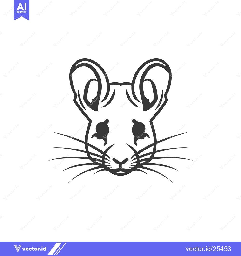 Premium Vector of Black and White Line Drawing of a Mouse's Face