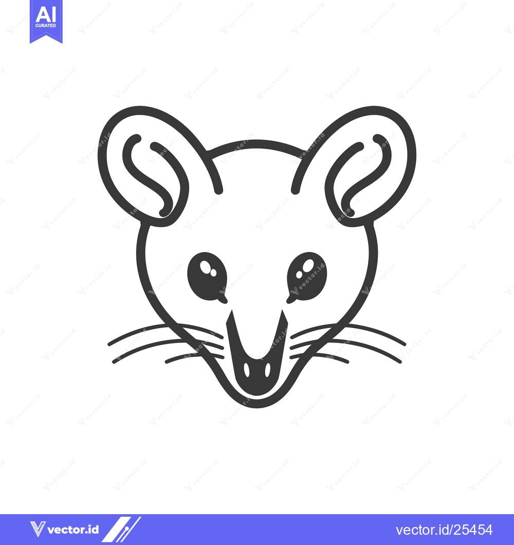 Premium Vector of Black and White Line Drawing of a Mouse's Face