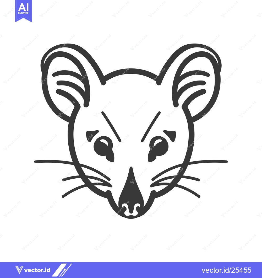 Premium Vector dari Black and White Line Drawing of a Mouse's Head