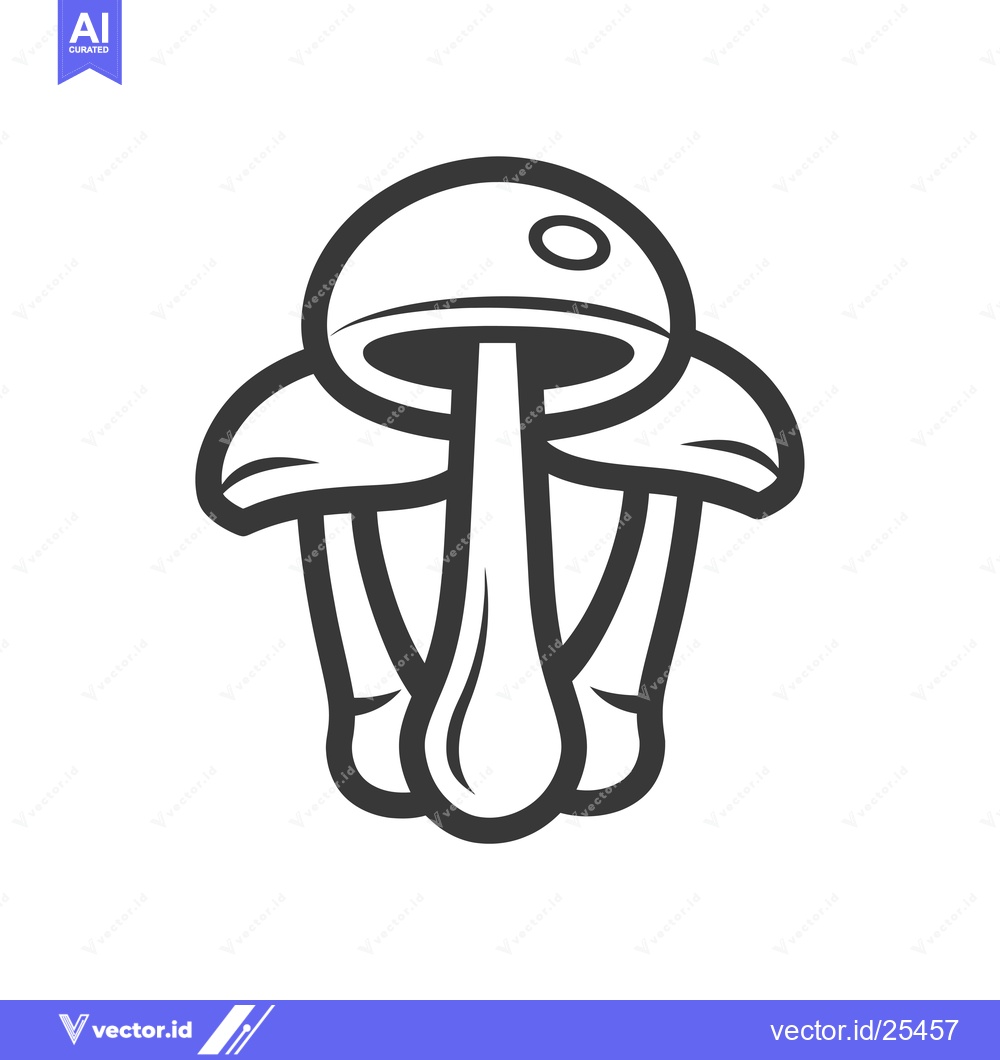 Premium Vector dari Black and white line drawing of a mushroom
