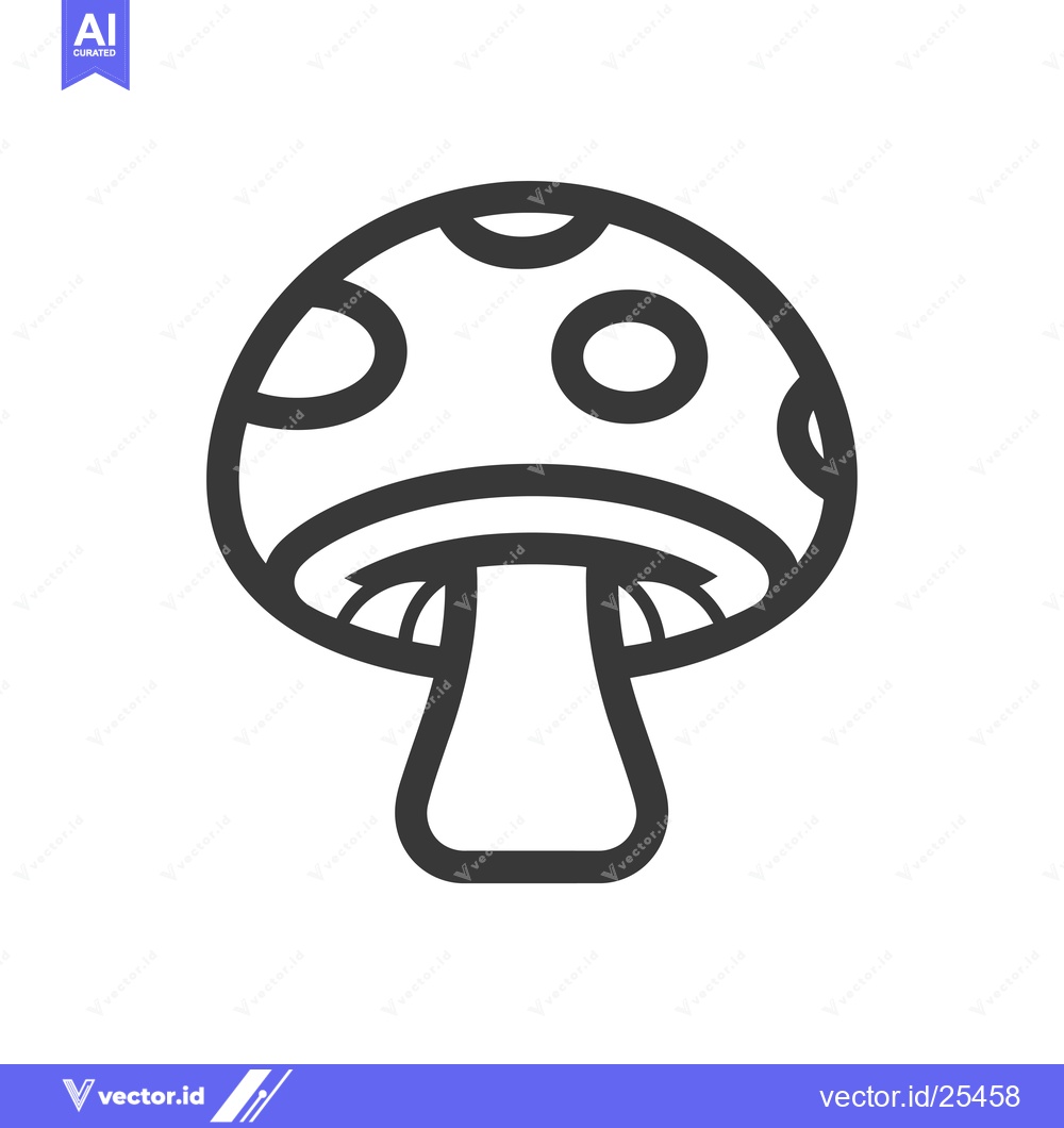 Premium Vector of Black and White Line Drawing of a Mushroom with Spots