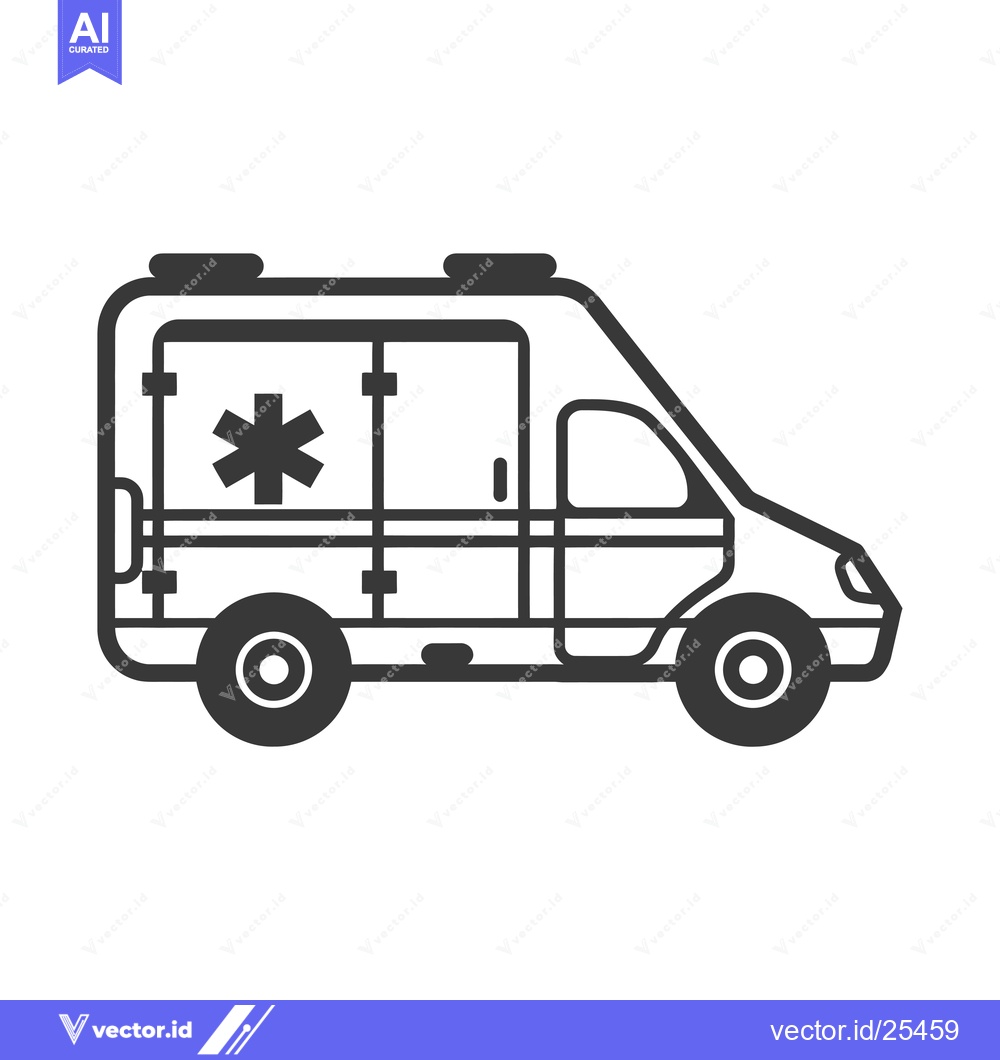 Premium Vector of Black and White Line Drawing of an Ambulance