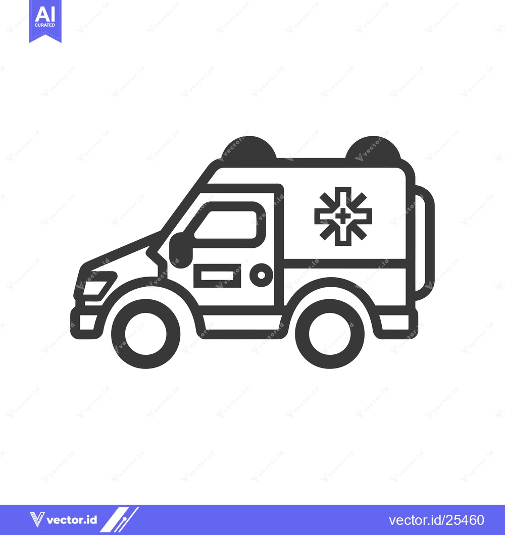 Premium Vector dari Black and White Line Drawing of an Ambulance