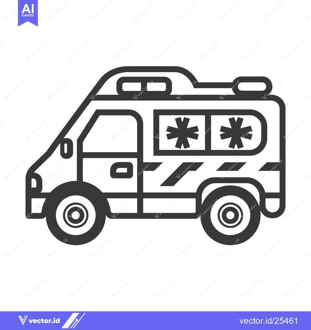 Premium Vector dari Black and white line drawing of an ambulance