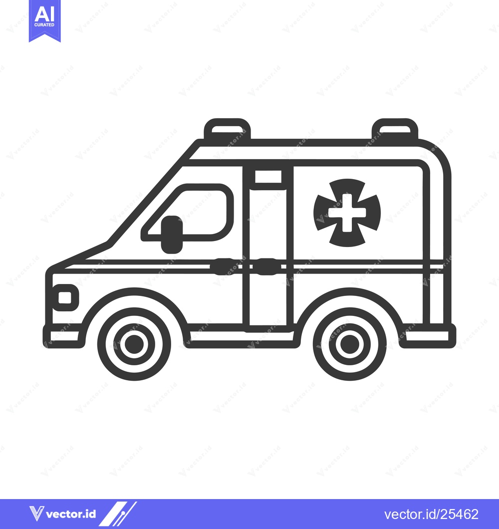Premium Vector dari Black and white line drawing of an ambulance