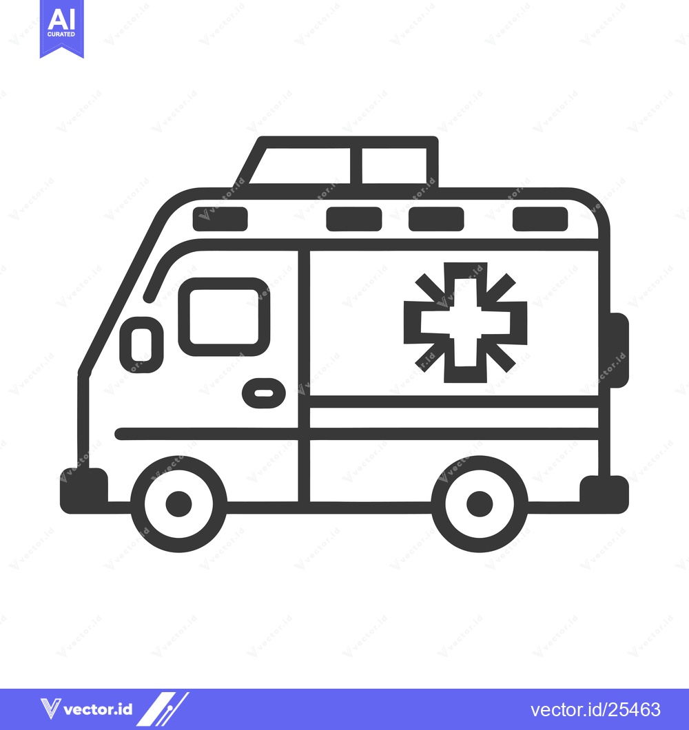 Premium Vector dari Black and White Line Drawing of an Ambulance