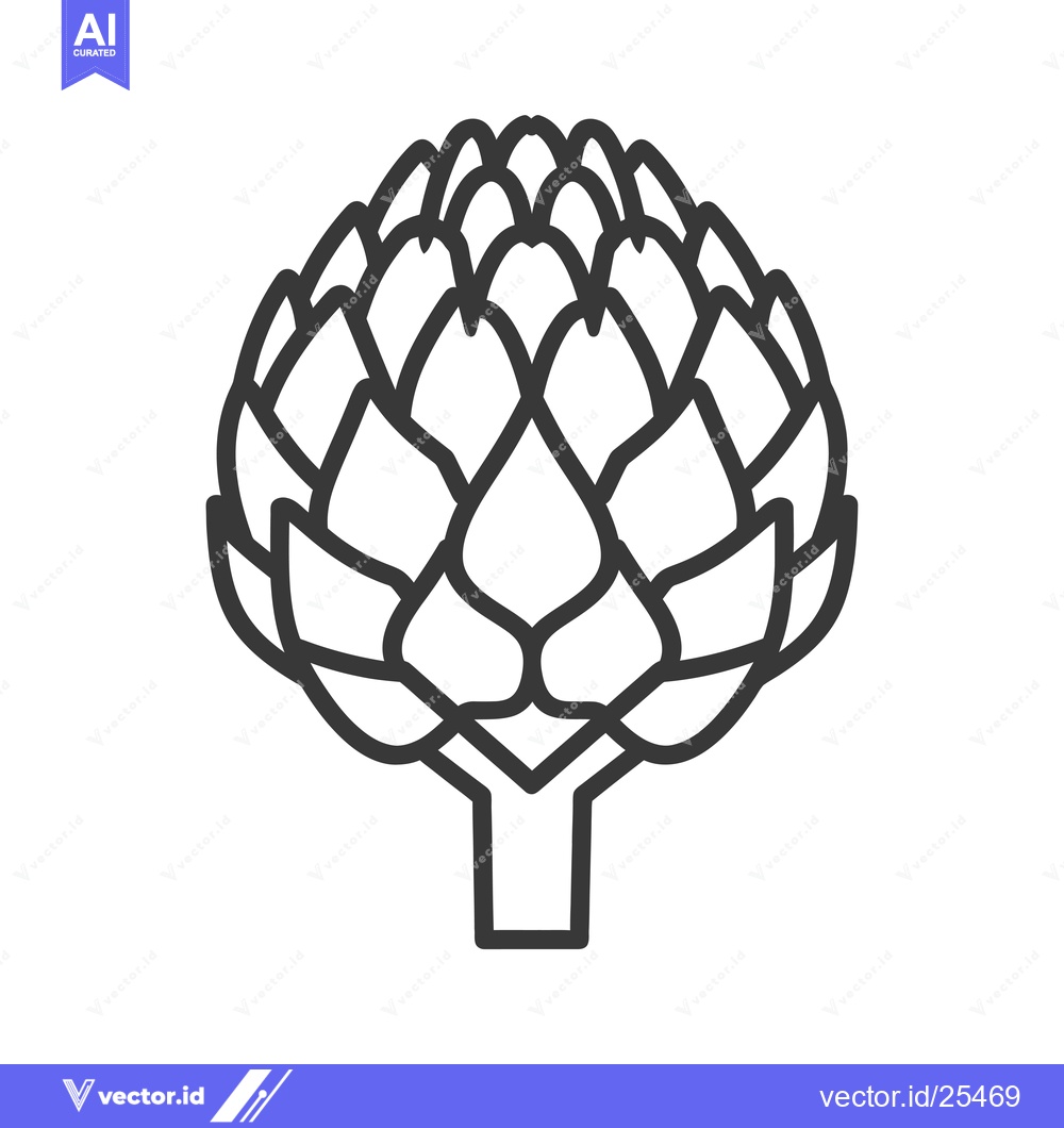 Premium Vector dari Black and White Line Drawing of an Artichoke