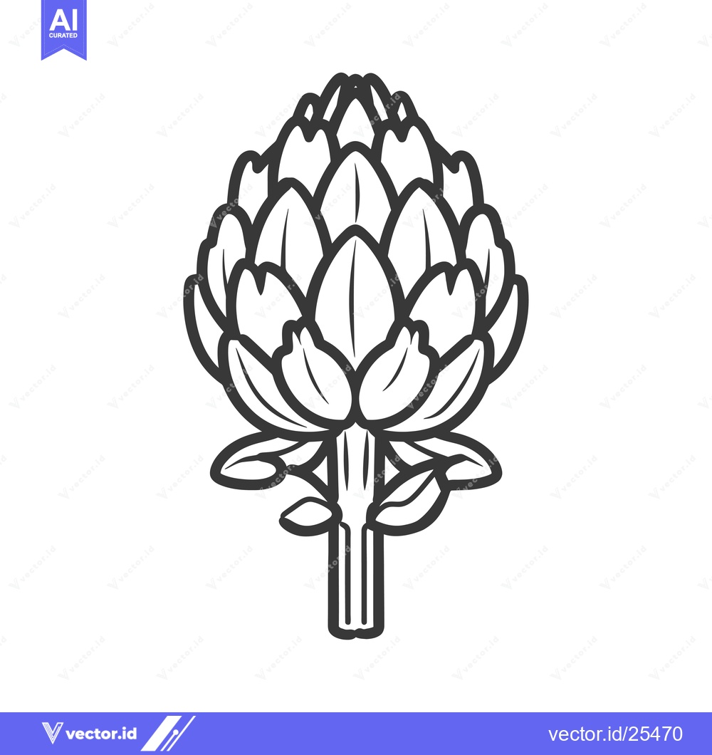Premium Vector of Black and White Line Drawing of an Artichoke