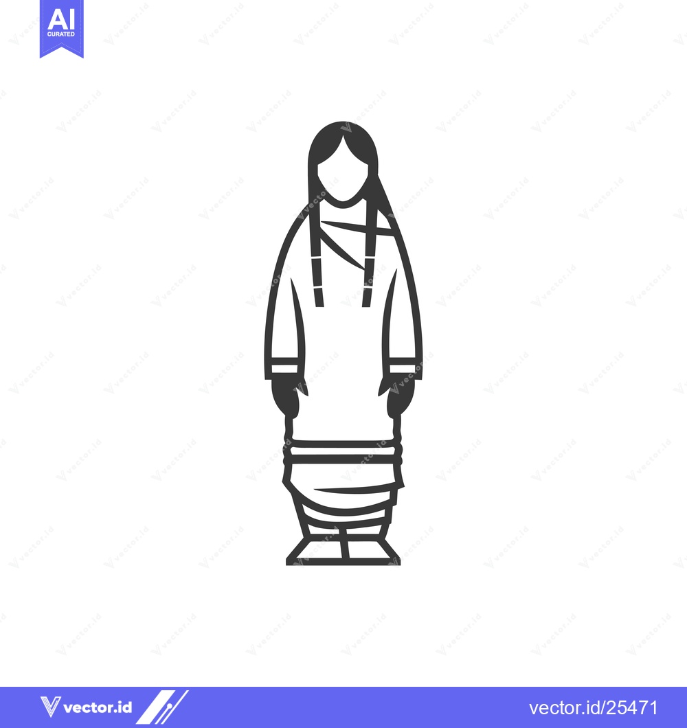 Premium Vector of Black and White Line Drawing of a Native American Woman
