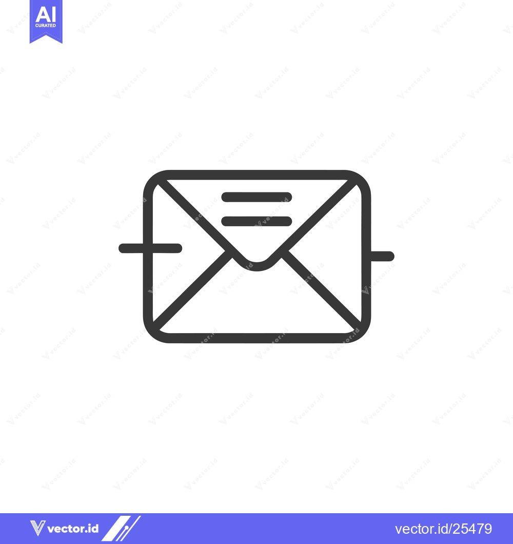 Premium Vector of Black and White Line Drawing of an Envelope with Two Lines Inside