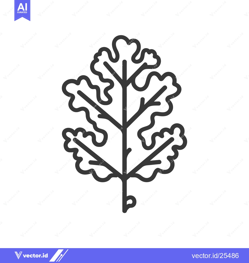 Premium Vector dari Black and White Line Drawing of an Oak Leaf