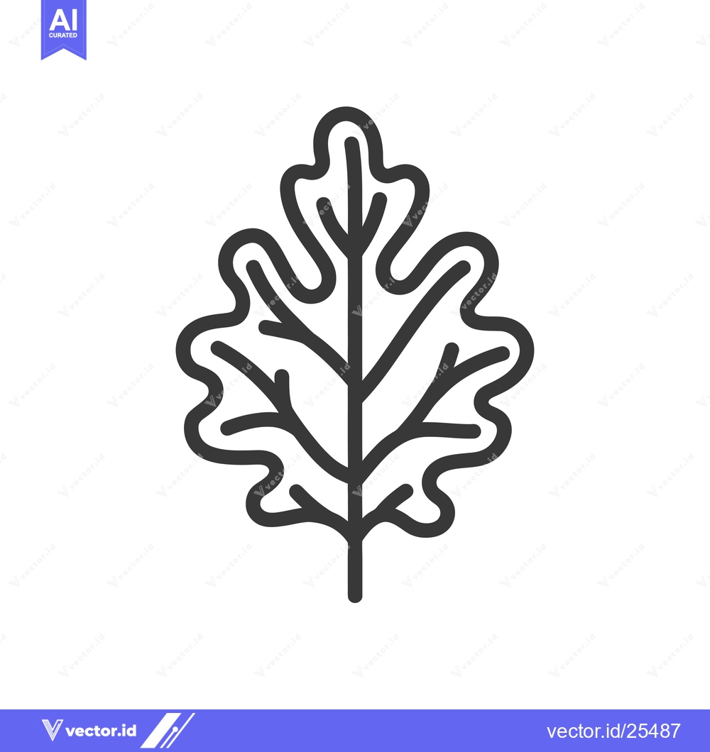 Premium Vector of Black and White Line Drawing of an Oak Leaf